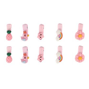 Cute Rainbow Duck Hair Clips Hairdo Clip Pink Yellow White 10 pc