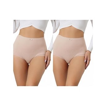 2 Packs Women's Soft High Waist Underwear Stretch Briefs Underpants Tummy Control Panties