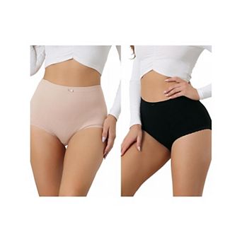 2 Packs Women's Soft High Waist Underwear Stretch Briefs Underpants Tummy Control Panties