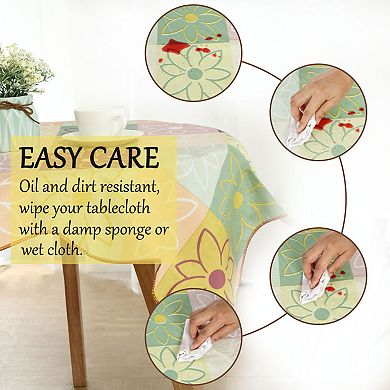 Square Tablecloth Water/Oil Flower Printed for Wedding/Parties Decoration