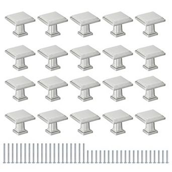 20 Pack Cabinet Knobs 1.2" Square Dresser Knobs