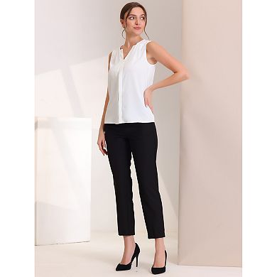2 Packs Women's Chiffon V Neck Sleeveless Blouse Top Office Work Shirts