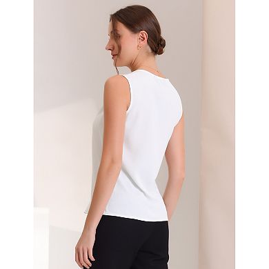 2 Packs Women's Chiffon V Neck Sleeveless Blouse Top Office Work Shirts