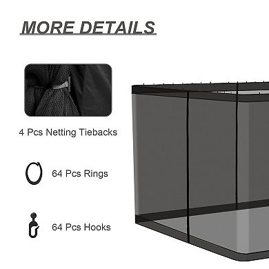 Aoodor 12ft x 12ft Gazebo Replacement Mosquito Netting Screen 4-panel Sidewalls(Only Netting)