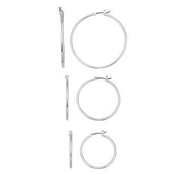 Nine West Silver Tone Hoop Earring Trio Set