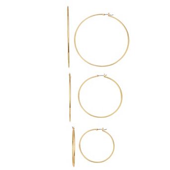 Nine West Gold Tone Hoops Set