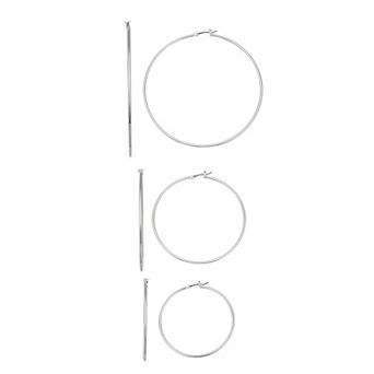 Nine West Silver Tone Hoop Earring Set