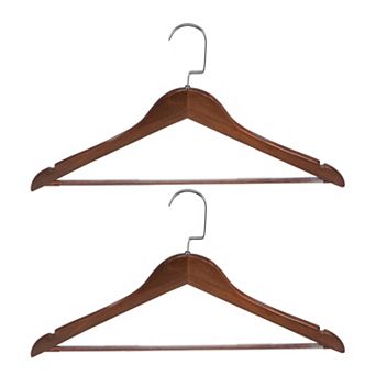 2 pc B18 Solid Retro Wooden Clothes Hangers With Chrome Hook 440mm Length