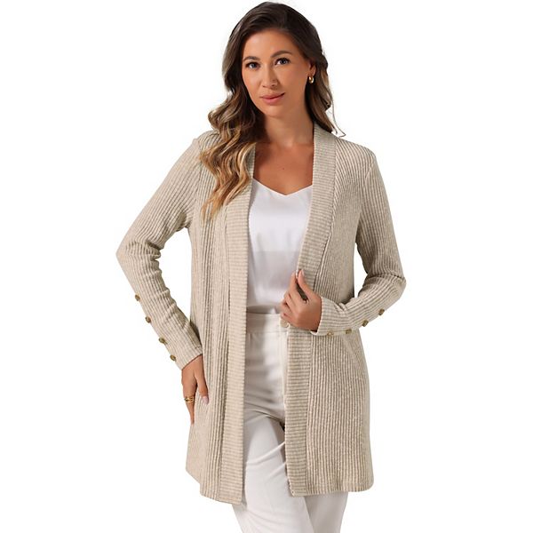 Women's Open Front Long Cardigan - Cozy Knit with Long Sleeves for Everyday Style