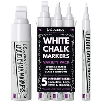 White Chalk Markers, Combo, 5 Pack