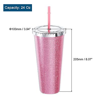 Acrylic Tumbler With Lid And Straw, Double Wall Cups For Ice Coffee, Added Bling Travel Tumblers