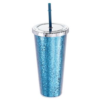 Acrylic Tumbler With Lid And Straw, Double Wall Cups For Ice Coffee, Added Bling Travel Tumblers