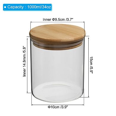34 Oz Glass Kitchen Container Clear Food Storage Jar For Nuts Sugar Coffee Beans Spices (15x10cm)