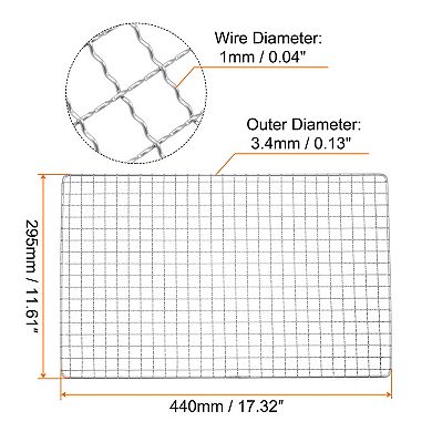 Square Bbq Grill Net 17.3"x11.6" Stainless Steel Barbecue Mesh Mat