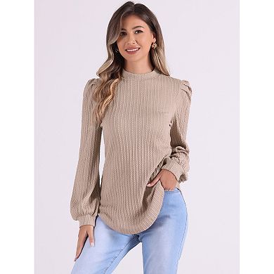 Long Sleeve Tunic Tops for Women's Mock Neck Work Casual Blouse