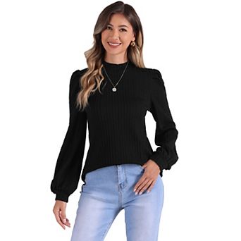 Long Sleeve Tunic Tops for Women's Mock Neck Work Casual Blouse