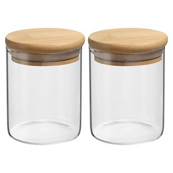 17 Oz 2 Pack Glass Kitchen Container Clear Food Storage Jar For Nuts Sugar Coffee Beans Spices
