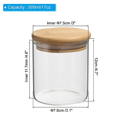 17 Oz 2 Pack Glass Kitchen Container Clear Food Storage Jar For Nuts Sugar Coffee Beans Spices