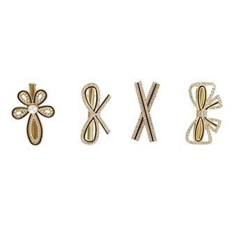 Fashion Grace Bow Rhinestones Hair Clips Silver Tone Black 4 pc