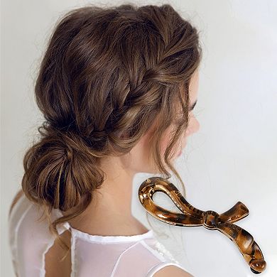 1 Pcs Fashion Elegant Ribbon Hairpin Hairdo Clip For Women 4.09"x1.57"x0.87" Amber