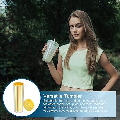 Tumbler With Lid And Straw, Insulated Double Wall Cup For Ice Coffee, Iridescent Travel Tumblers