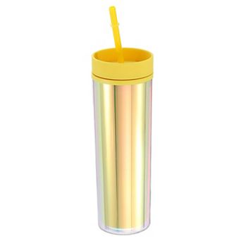 Tumbler With Lid And Straw, Insulated Double Wall Cup For Ice Coffee, Iridescent Travel Tumblers