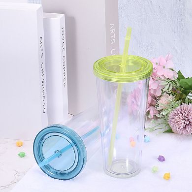 Acrylic Tumbler With Lid And Straw, Transparent Travel Tumblers For Birthdays Gifts, Customization