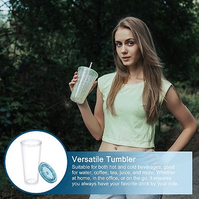 Acrylic Tumbler With Lid And Straw, Transparent Travel Tumblers For Birthdays Gifts, Customization