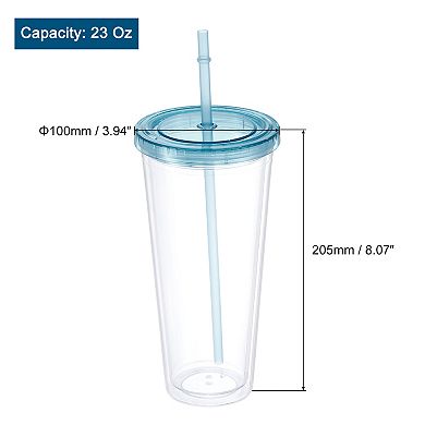 Acrylic Tumbler With Lid And Straw, Transparent Travel Tumblers For Birthdays Gifts, Customization