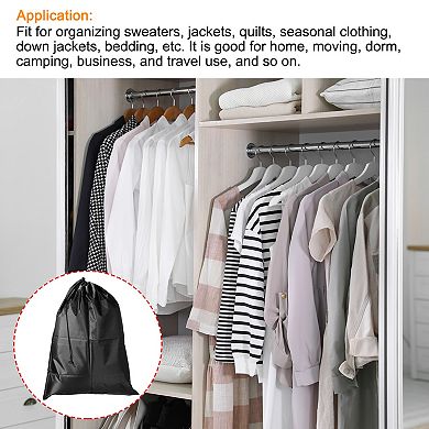 Clothes Storage Drawstring Bag, 27.5" Height Clothing Blankets Organizer Bags, Black