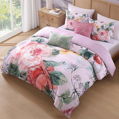 Bebejan Cool Pink Roses 5 Piece Reversible Comforter Set