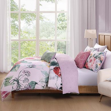 Bebejan Cool Pink Roses 5 Piece Reversible Comforter Set