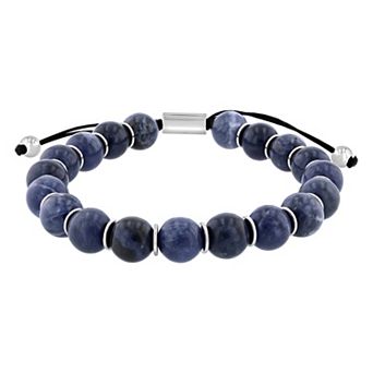 Men's Jewelry Nation Stainless Steel Gemstone Bolo Bracelet