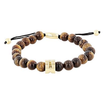 Men s Jewelry Nation Gold Tone Tiger s Eye Bolo Bead Bracelet