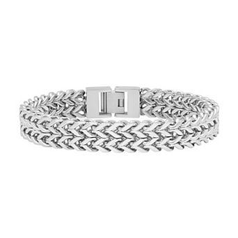 Men's Jewelry Nation Stainless Steel Double Row Franco Chain Bracelet