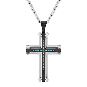Men's Jewelry Nation Stainless Steel Diamond Accent Cross Pendant Necklace