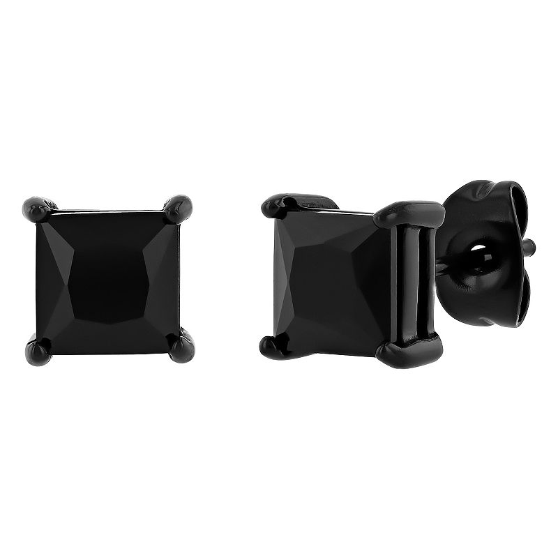 Men's Jewelry Nation Black Stainless Steel Spinel Stud Earrings, Size: 6MM