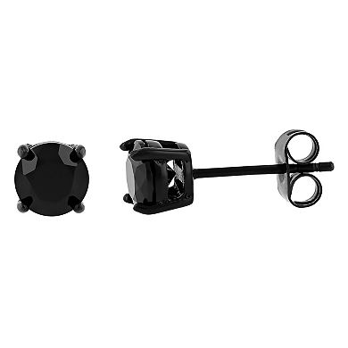 Men's Jewelry Nation Black Stainless Steel Round Spinel Stud Earrings