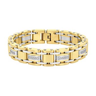 Men's Jewelry Nation Stainless Steel Cubic Zirconia Link Bracelet