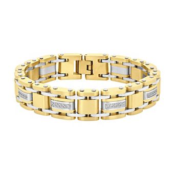 Men's Jewelry Nation Stainless Steel Cubic Zirconia Link Bracelet