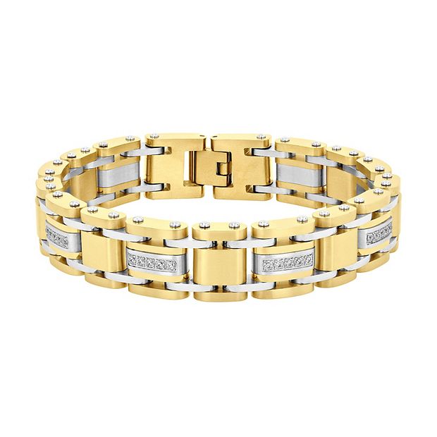 Men's Jewelry Nation Stainless Steel Cubic Zirconia Link Bracelet