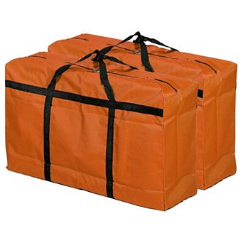 Storage Tote With Zippers, 2 Pack 125l Capacity Heavy Moving Tote Bags For Bedding Clothes, Orange