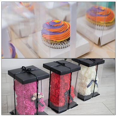 Clear Cake Box, Tall Cake Boxes With Ribbon For Cake Packing Carry For Birthday Parties, Wedding