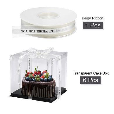 Clear Cake Box, Tall Cake Boxes With Ribbon For Cake Packing Carry For Birthday Parties, Wedding