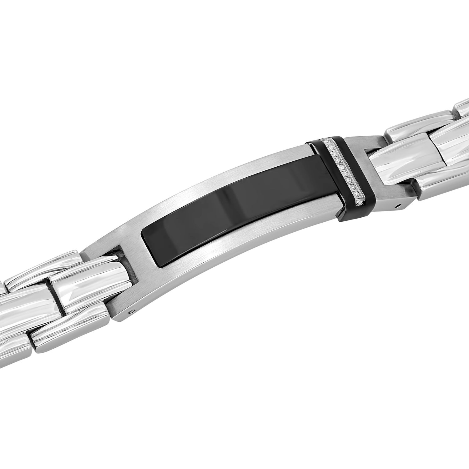 Men's Two-Tone Rose Gold & Black Stainless Steel Diamond Bracelet - 8.5 Inch Link