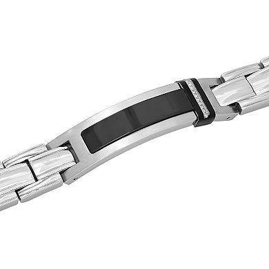 Men's Jewelry Nation Stainless Steel Diamond Accent ID Bracelet