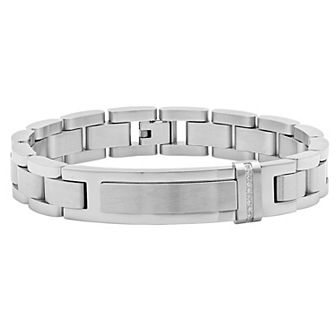 Men's Jewelry Nation Stainless Steel Diamond Accent ID Bracelet