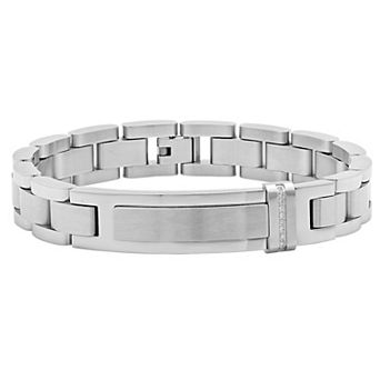 Men's Jewelry Nation Stainless Steel Diamond Accent ID Bracelet