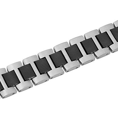 Men's Jewelry Nation Stainless Steel Textured Link Bracelet