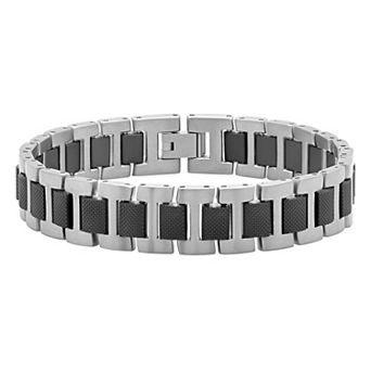 Men's Jewelry Nation Stainless Steel Textured Link Bracelet